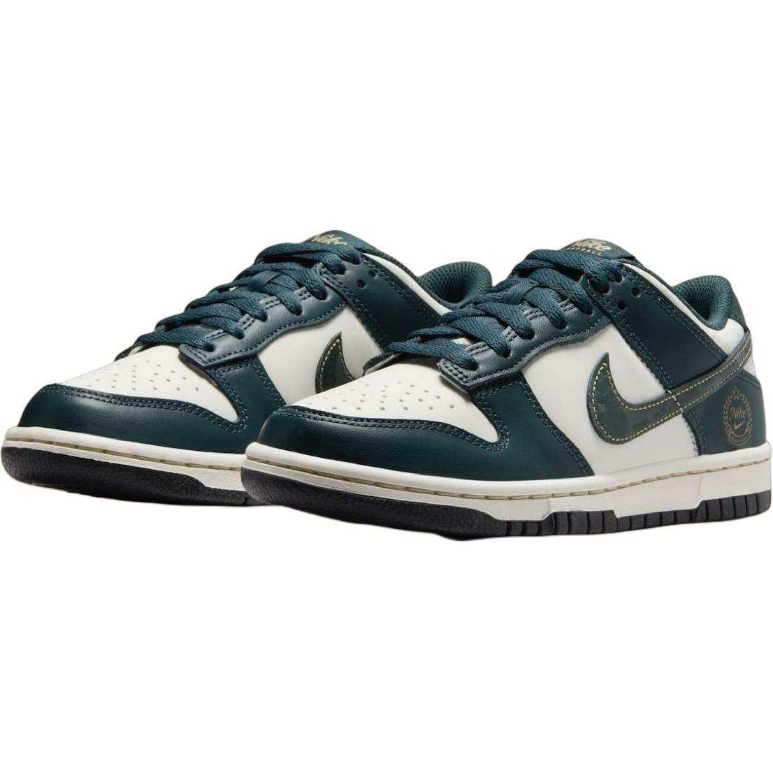 Nike Dunk противоскользящие износостойкие низкие детские скейтбординг кроссовки белый черный зеленый — фото 3
