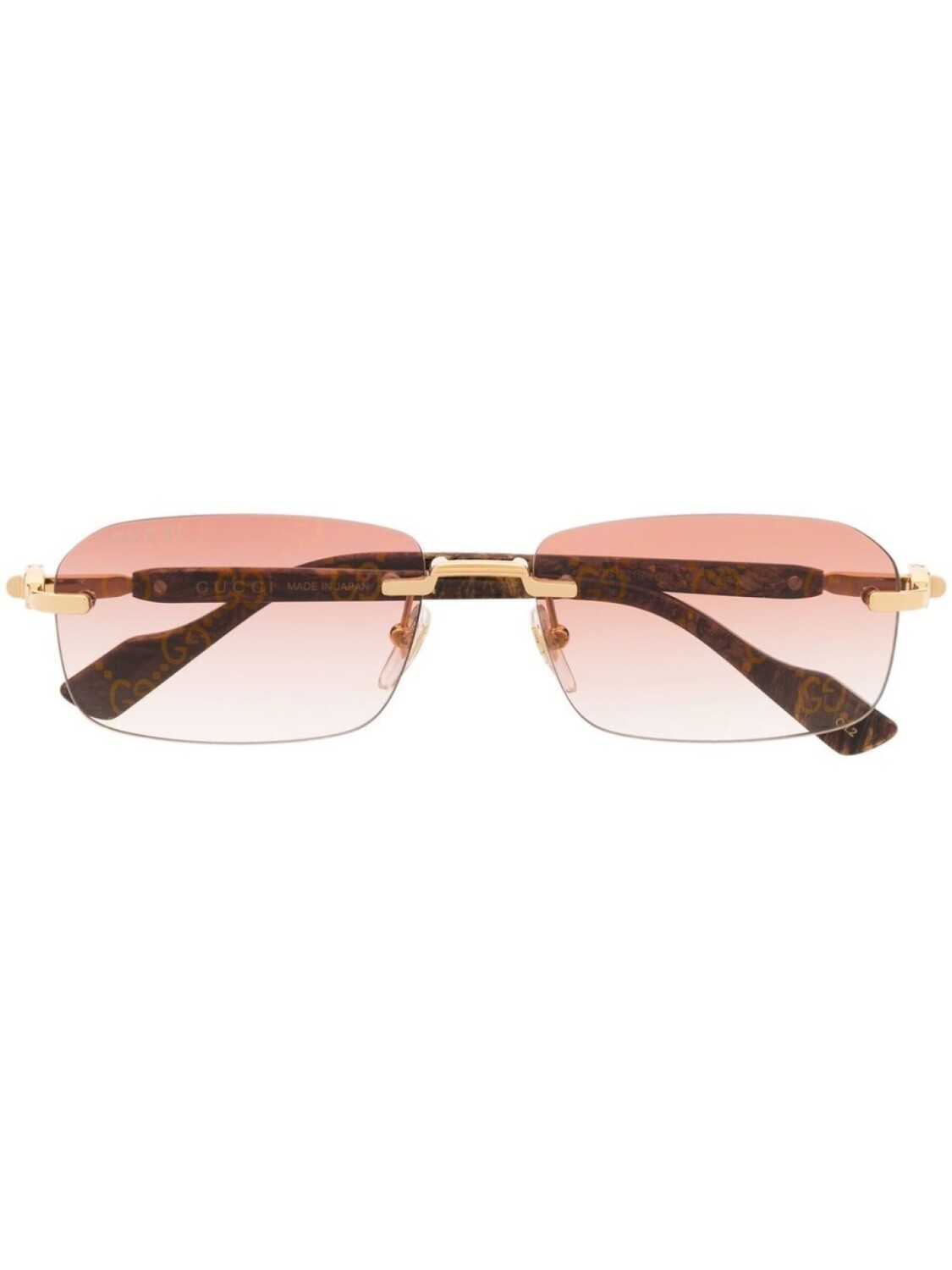 

Gucci Eyewear солнцезащитные очки в прямоугольной оправе, золотистый