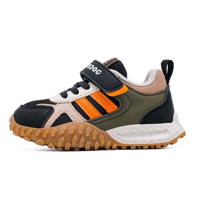 

Низкие детские повседневные противоскользящие износостойкие туфли для детей 3-7 лет BOBDOG, черный/бежевый