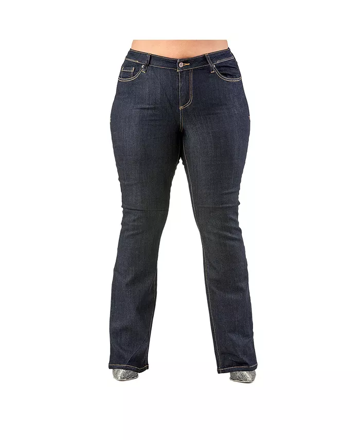 

Джинсы-клеш Plus Size Curvy Fit из эластичного денима Slim Boot Cut Poetic Justice, синий