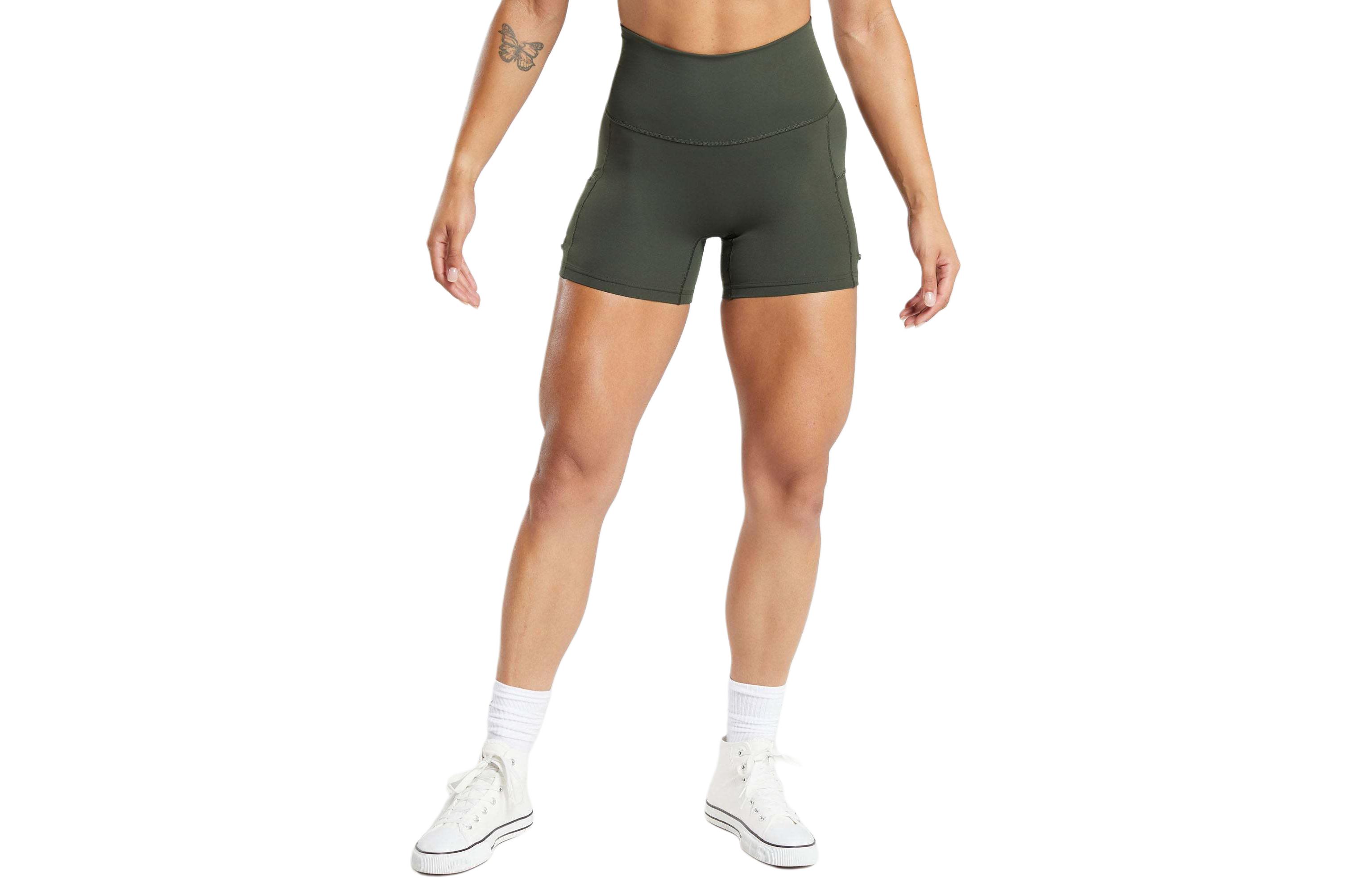 

GYMSHARK Спортивные шорты женские темно-оливково-зеленые