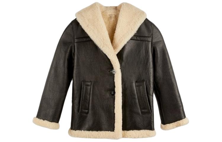 

COACH Женская кожаная куртка FW23, черная, Черный, COACH Женская кожаная куртка FW23, черная
