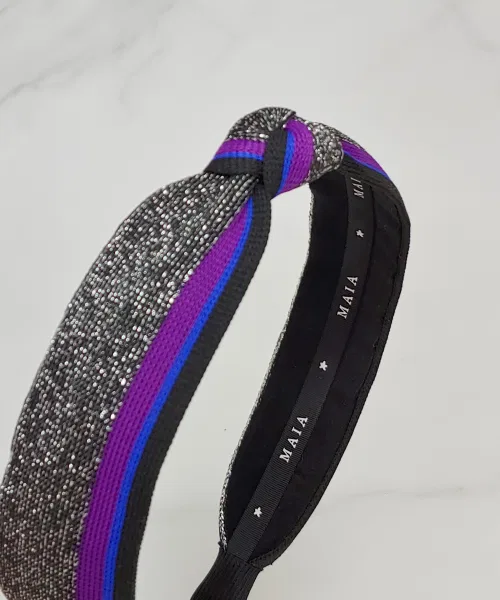 Повязка на голову Shining Striping Headband - темно-синяя — фото 4