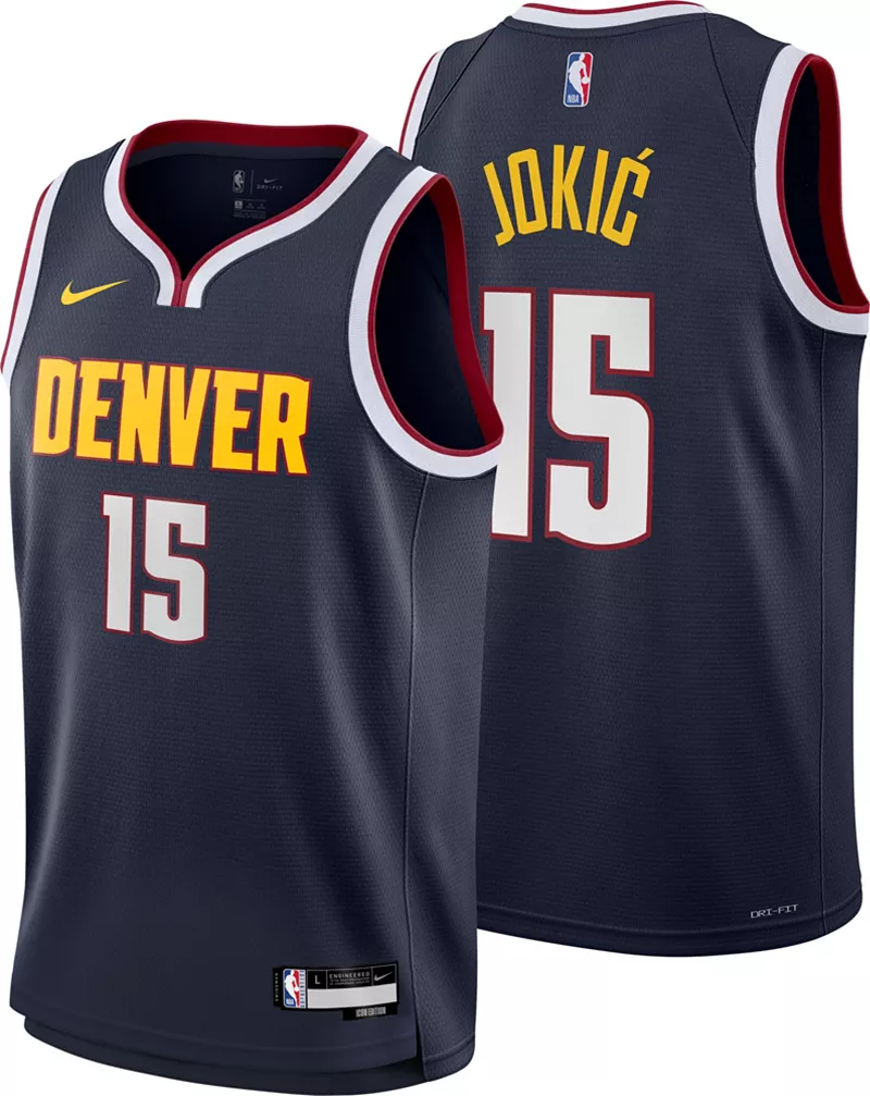 

Nike Youth Denver Nuggets Никола Йокич № 15 Темно-синяя майка Swingman