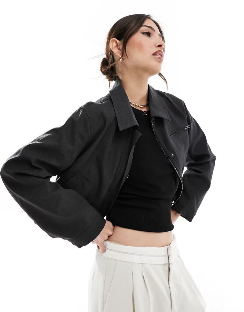 

ASOS Design – элегантная куртка антрацитового цвета с высоким воротником