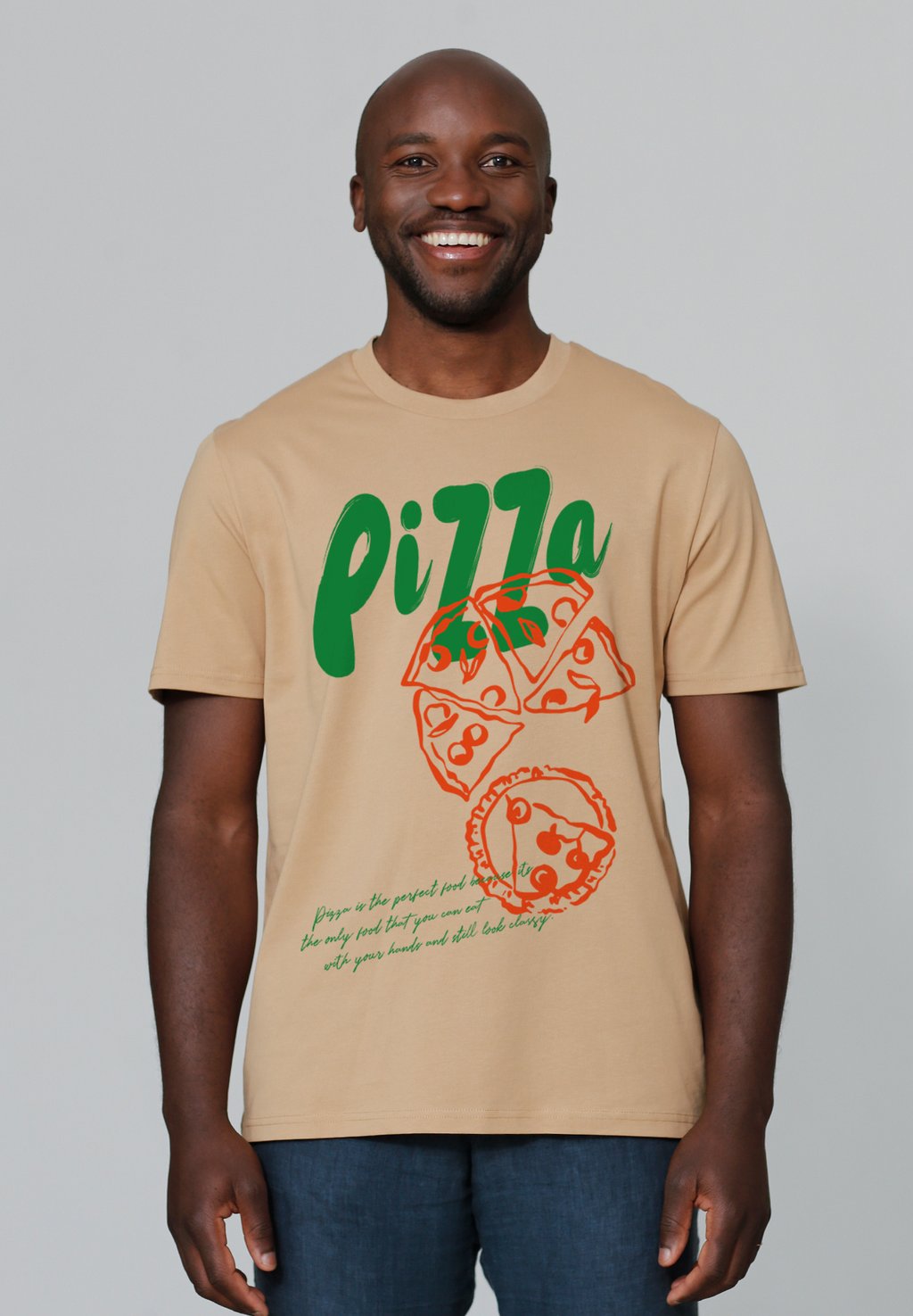 

Футболка с принтом PIZZA watapparel, бежевый