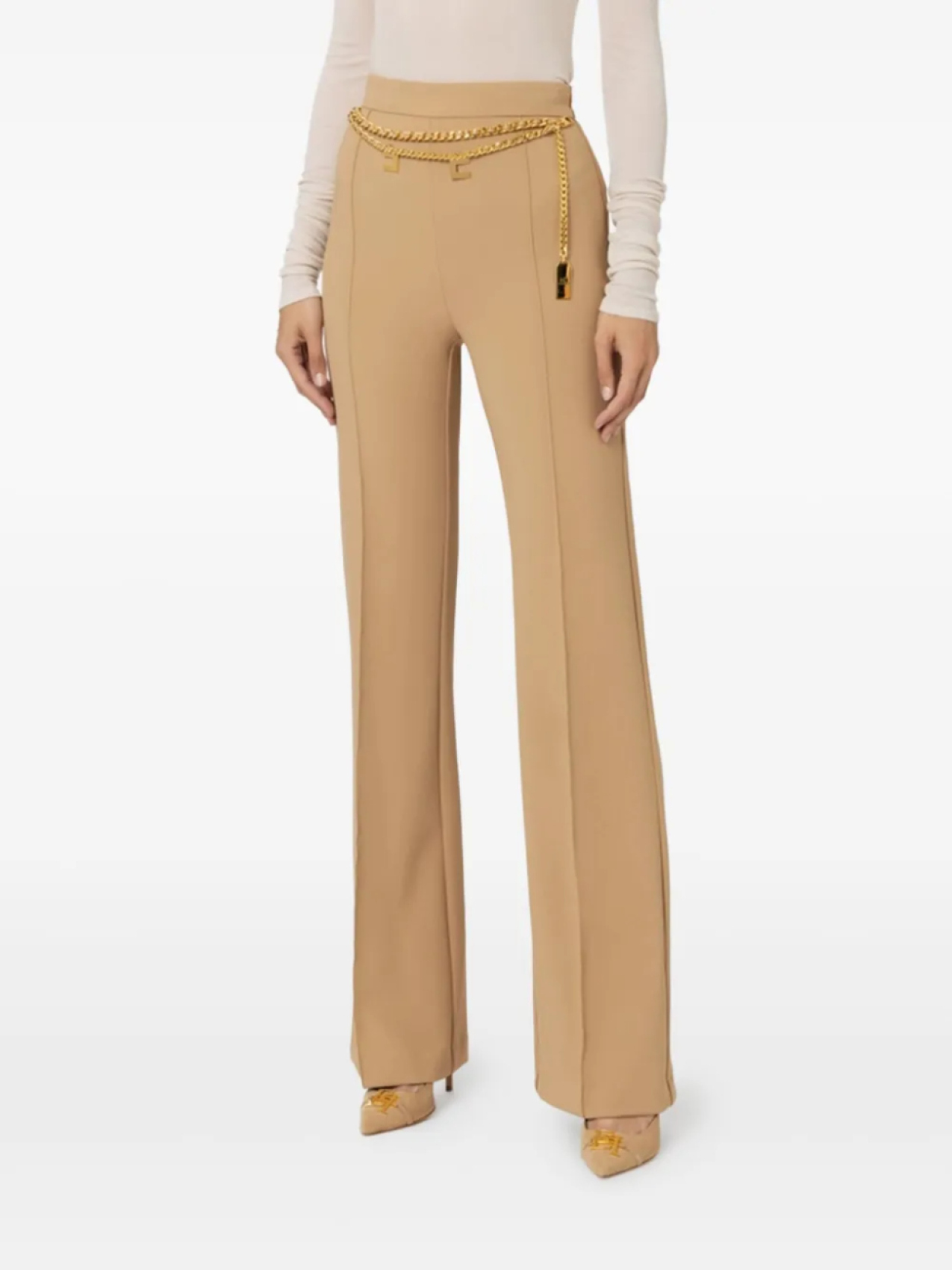 

Широкие брюки с поясом Elisabetta Franchi, коричневый