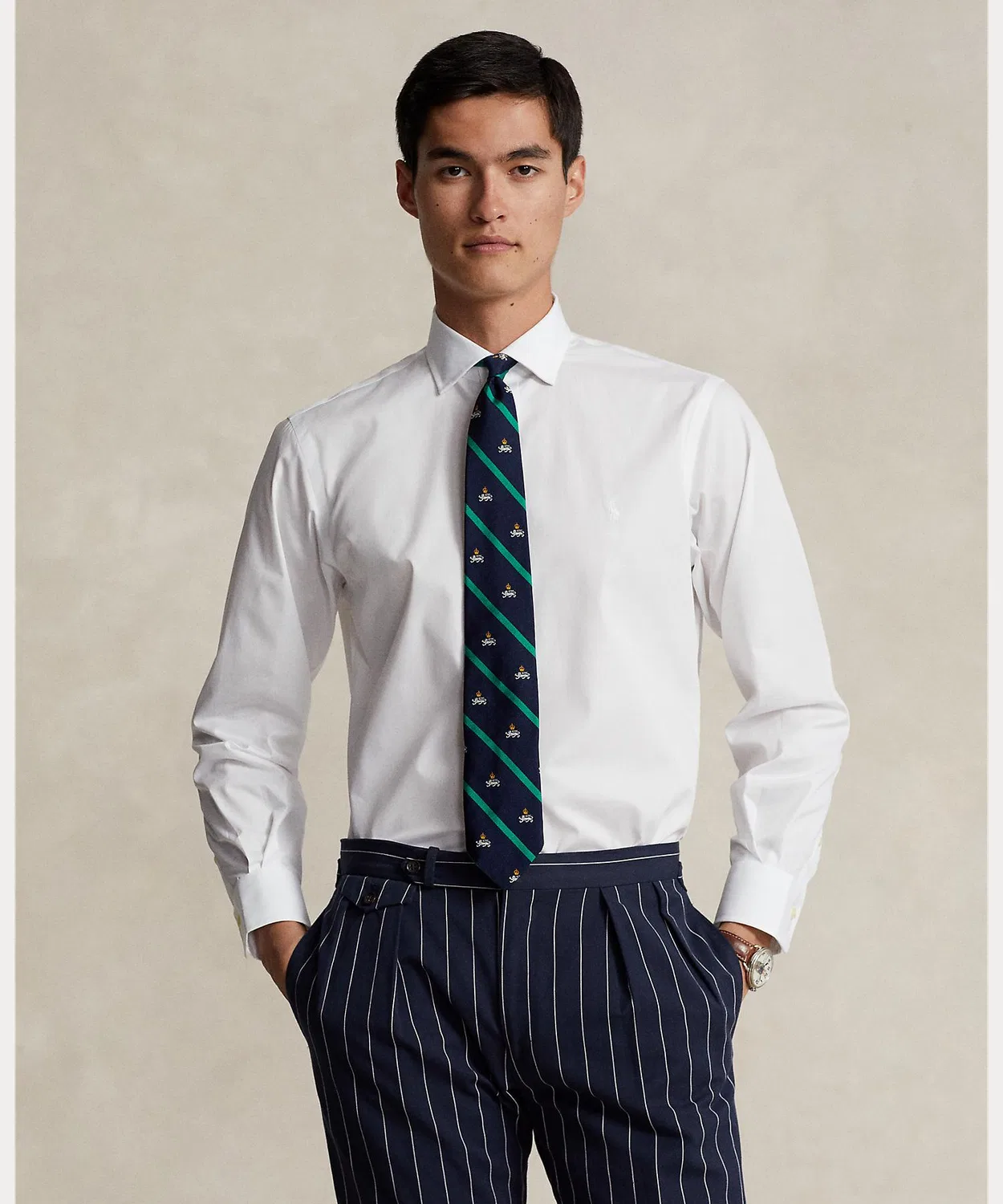 Классическая рубашка из поплина с технологией PurePress, Ralph Lauren, белый