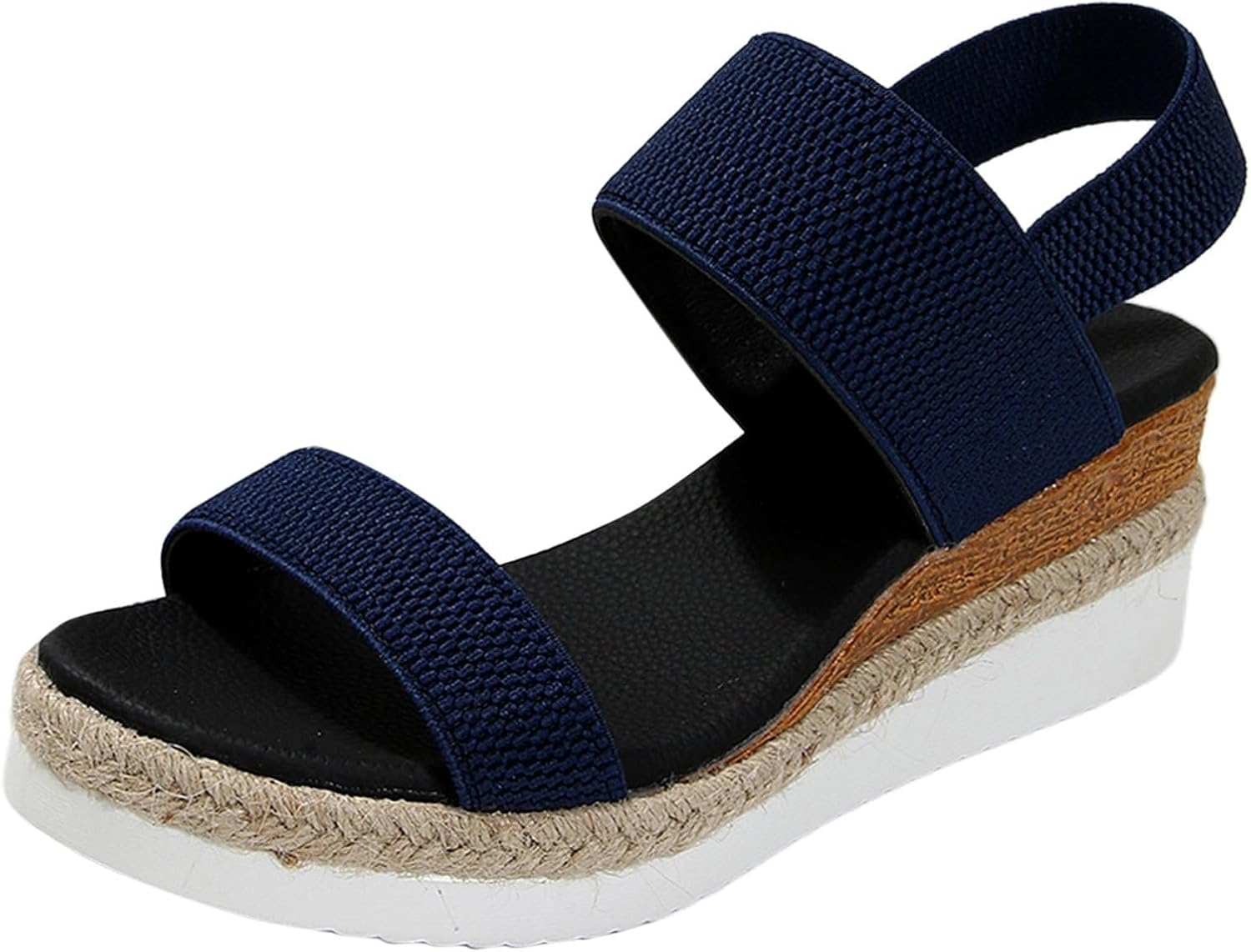 

Женские плоские сандалии 2025 года, сандалии на танкетке для женщин, открытый носок, ремешок на щиколотке, низкая танкетка, удобные слипоны на платформе, обувь для прогулок весь день, повседневные пляжные и отпускные сандалии Generic, синий