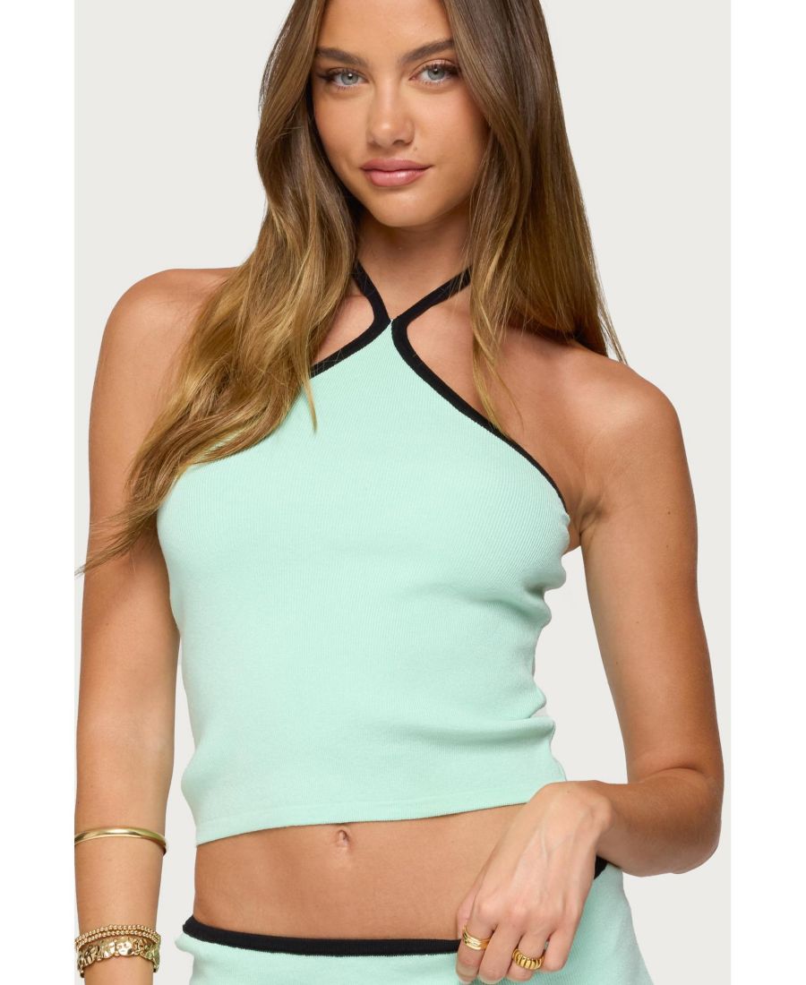 

Женский трикотажный топ-халтер Aureley с контрастными вставками Edikted, Aqua