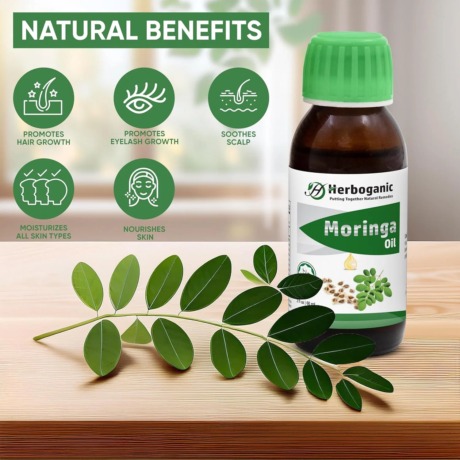 Масло для тела Моринга холодного отжима Herboganic 2 жидк. унции — фото 2