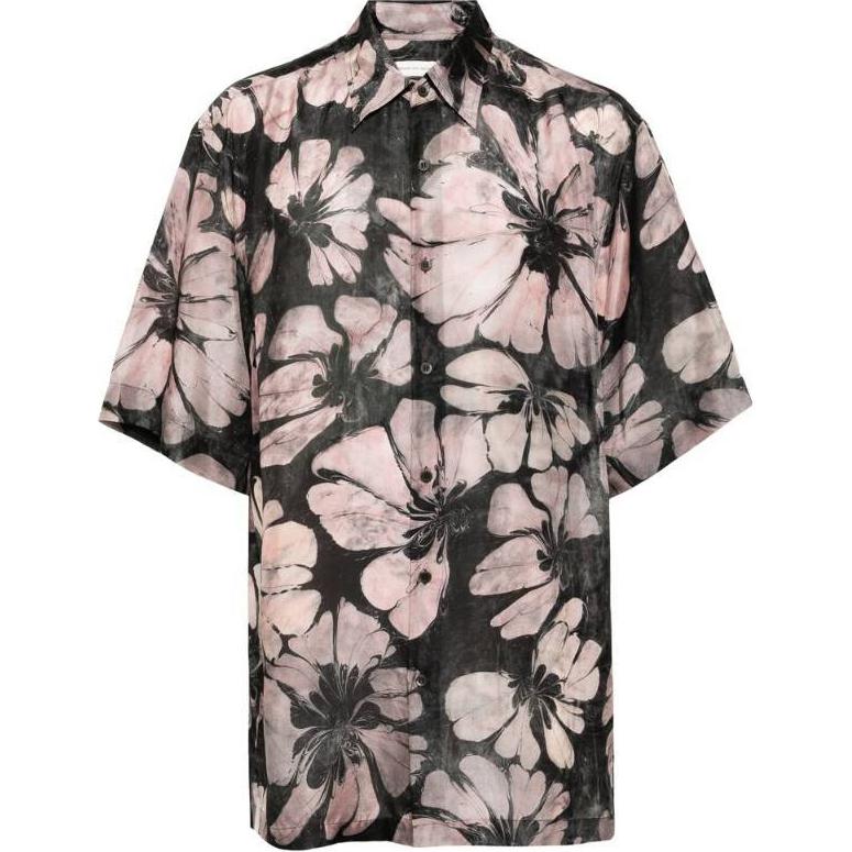 

Кассайди принтованная короткая рубашка DRIES VAN NOTEN, черный