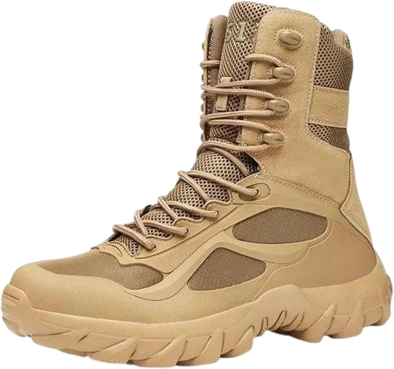 

Мужские военные ботинки Alloaone из искусственной кожи с текстильным голенищем, высокой щиколоткой, в стиле мотоциклетной обуви для тактического использования на открытом воздухе, Lighttan