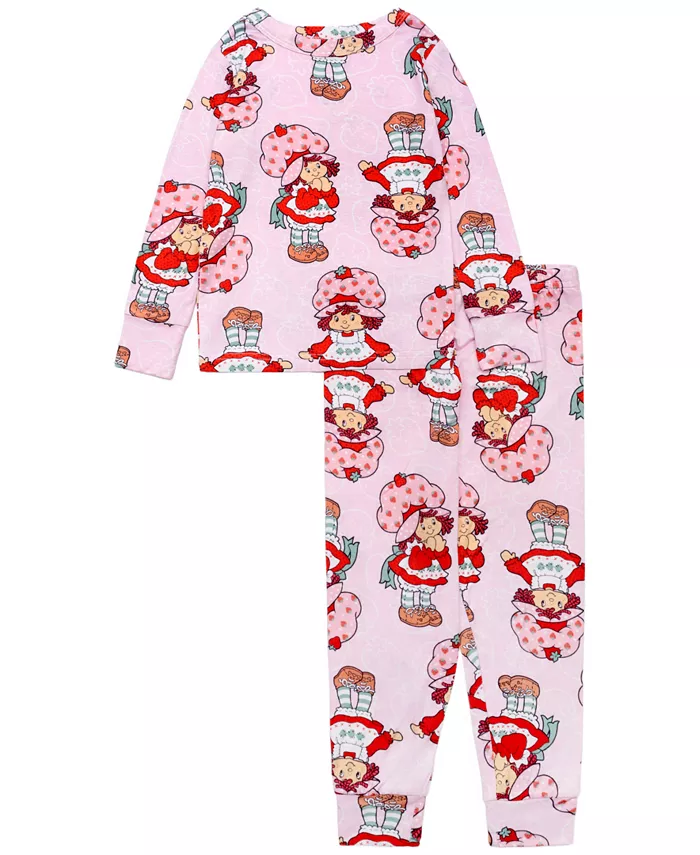 

Детский пижамный комплект для девочек 2T-4T с длинным рукавом и принтом, 2 предмета Strawberry Shortcake, розовый