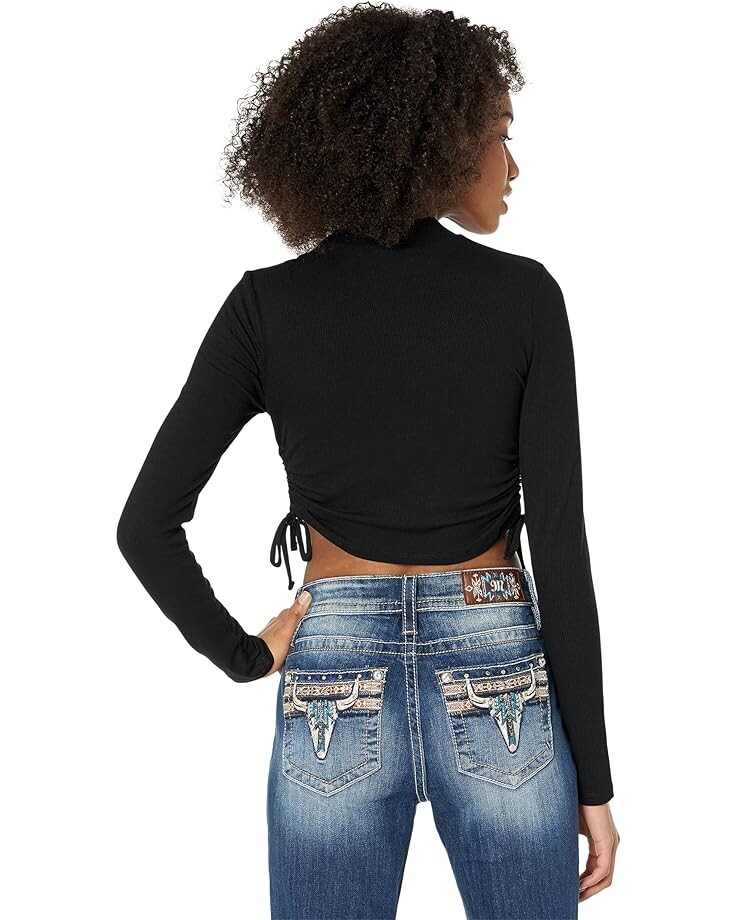 

Топ Madden Girl Cutout Cinched Mock Neck Top, черный