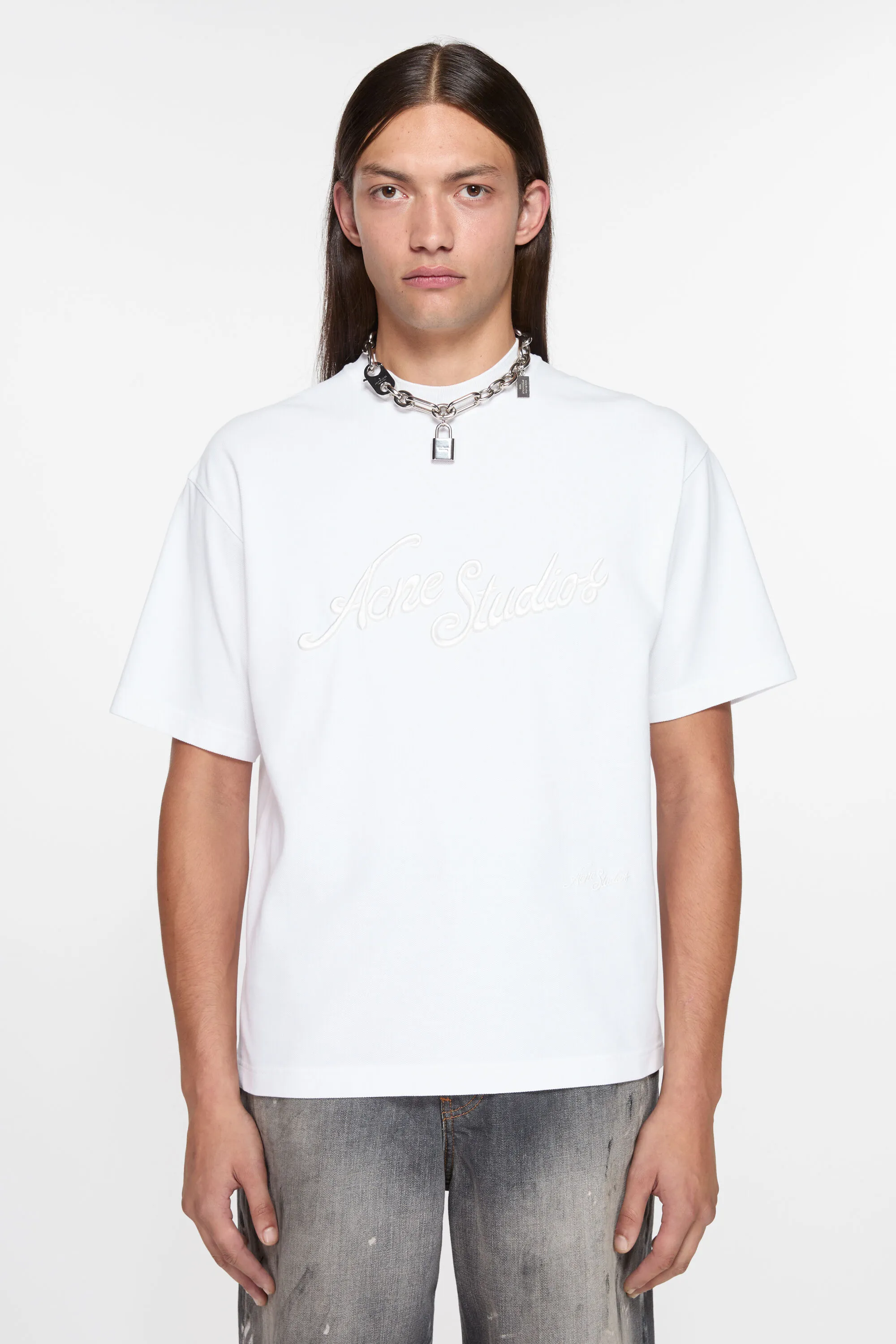 

Футболка с логотипом - Свободный крой Acne Studios, Optic White