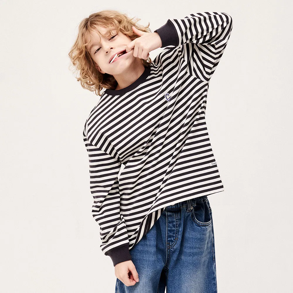 Детский лонгслив Covernat Kids Basic Stripe, чёрный