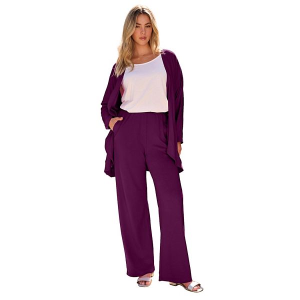 

Женский кардиган плюс сайз с каскадным краем из мягкого трикотажа Roaman'S, Dark Berry