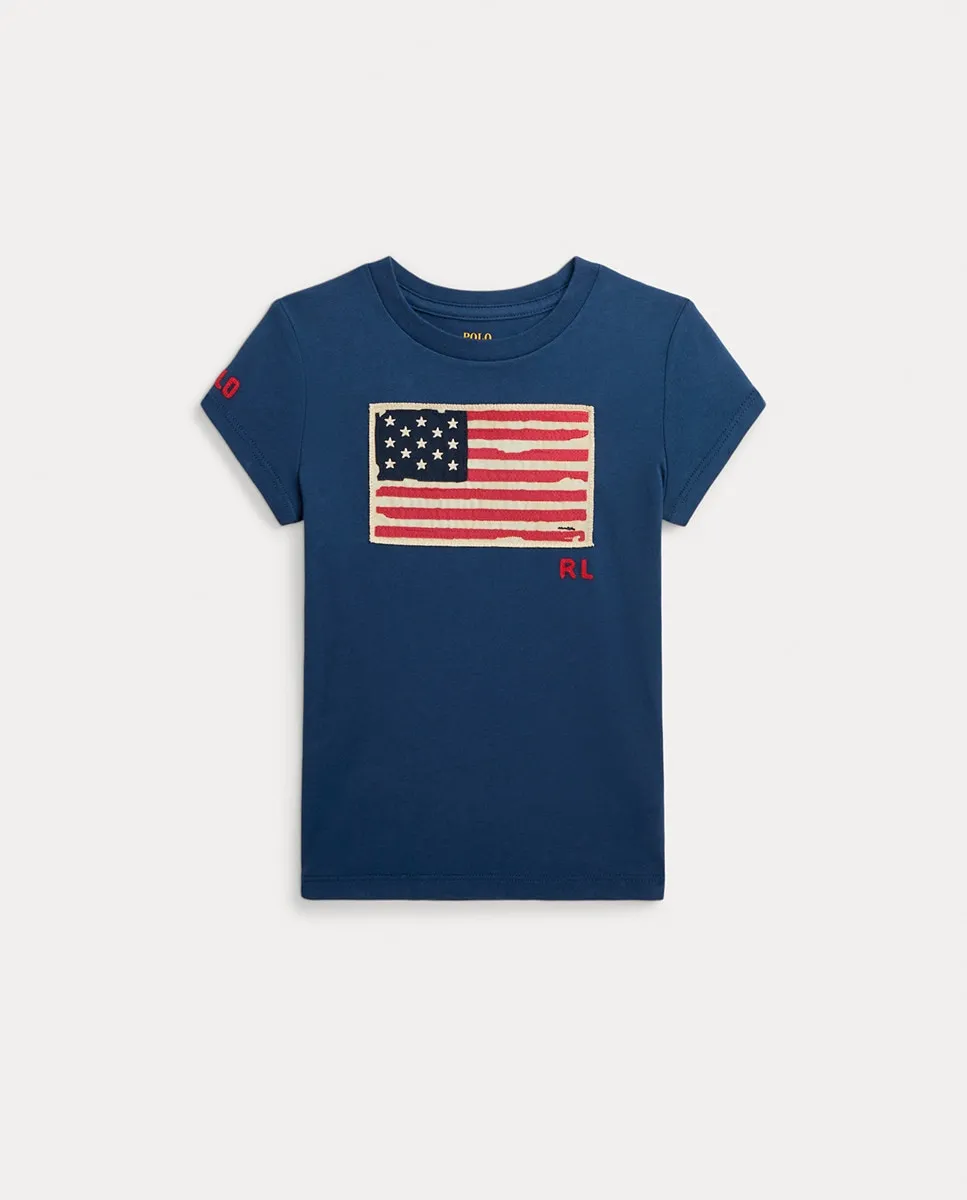 

Темно-синяя футболка для девочки с флагом США Polo Ralph Lauren