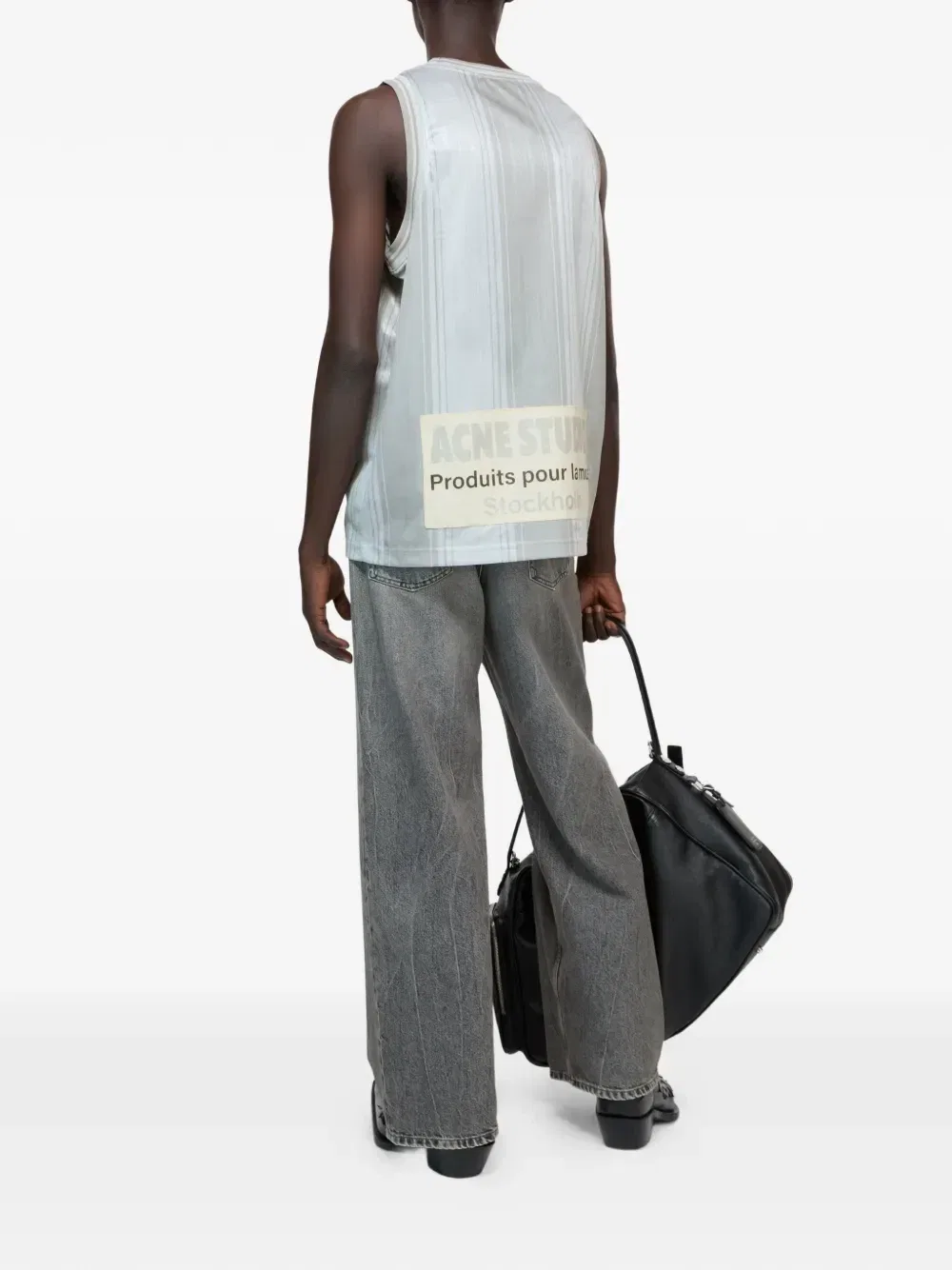 Майка с логотипом Acne Studios, серый — фото 3