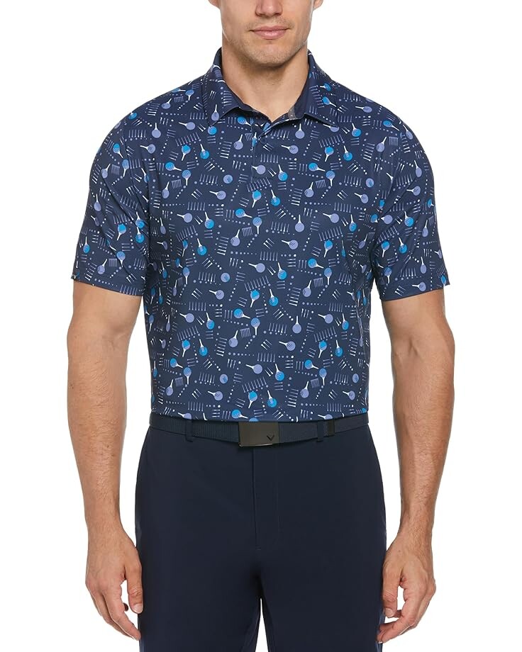 

Футболка Callaway All Over Golf Ball & Tee Polo, цвет Peacoat