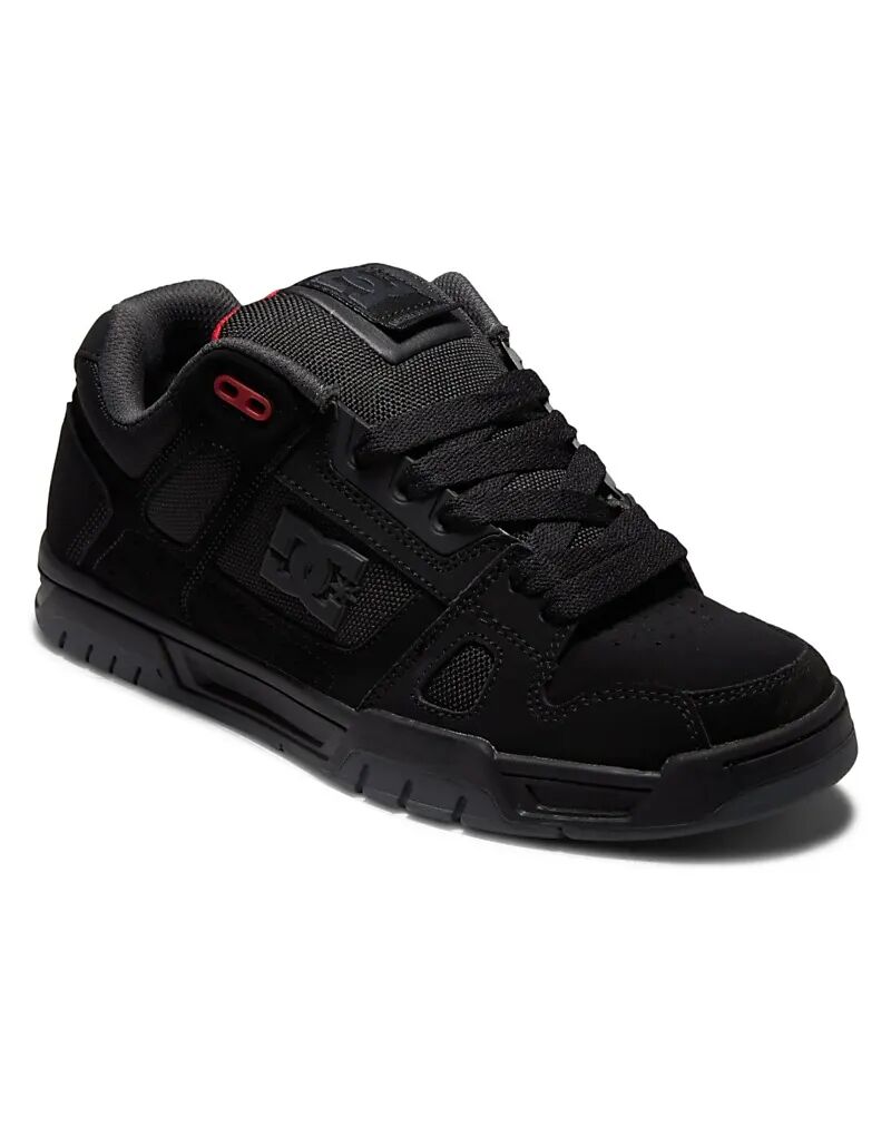 Кроссовки DC Shoes Stag из кожи черного/серого/красного цвета — фото 2