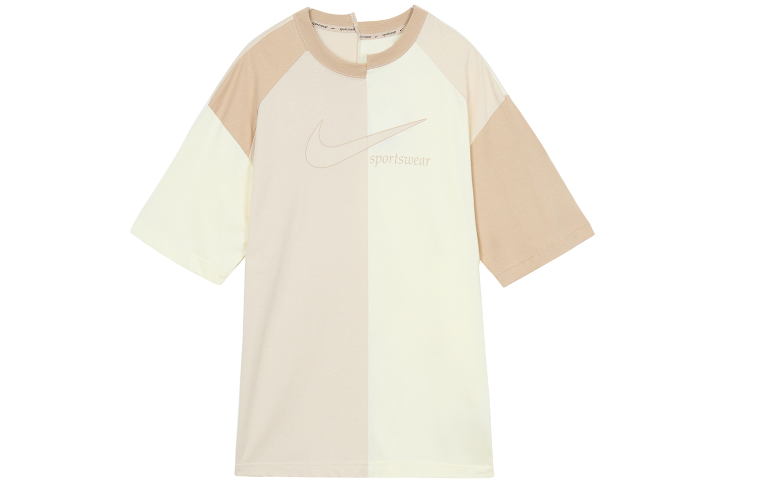 

Женская футболка с цветными блоками из хлопкового трикотажа Beige Nike, бежевый