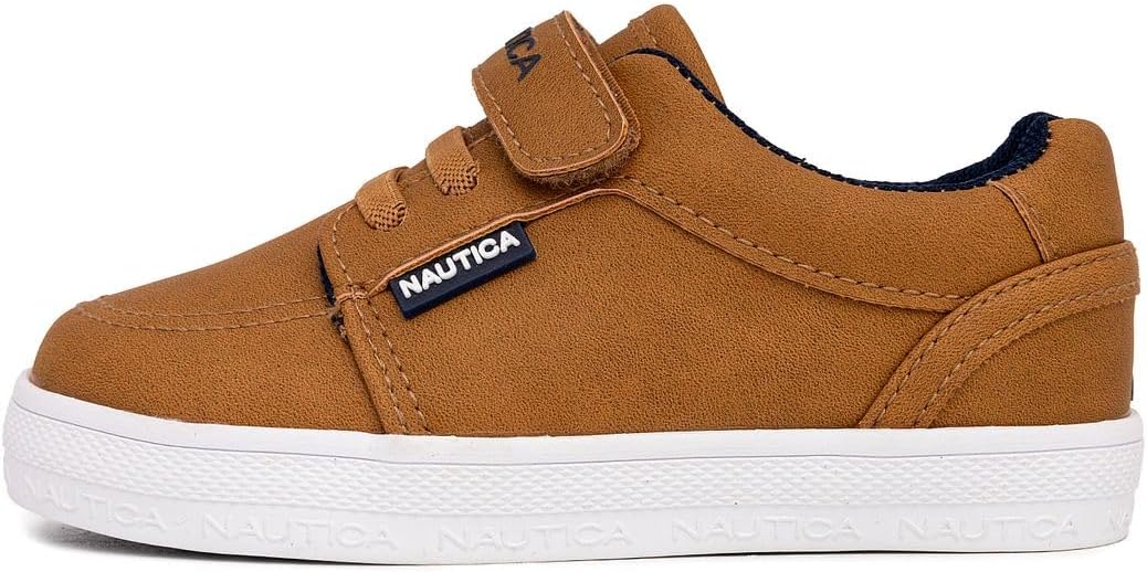 Детские кроссовки Nautica с регулируемыми ремешками, Удобные повседневные кеды для мальчиков и девочек, малышей и маленьких детей, светло-коричневый — фото 2