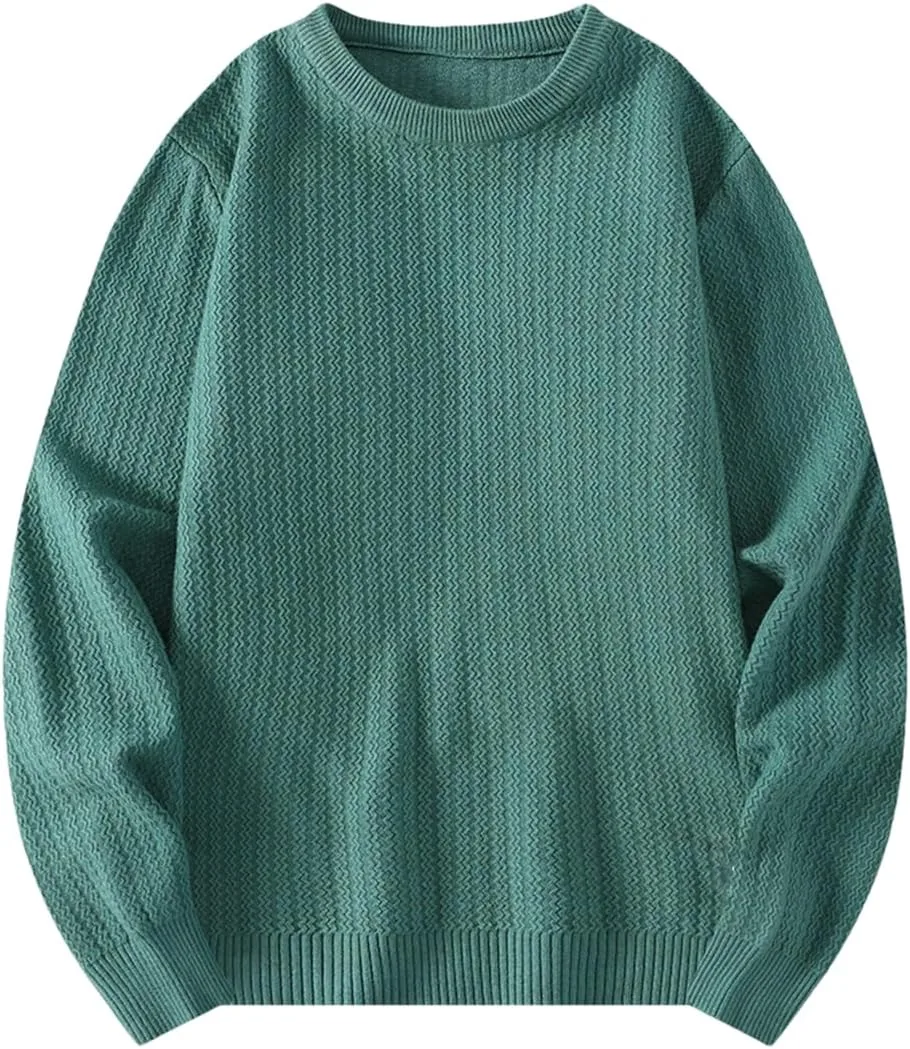 

Мужской однотонный свитер с рубчиком, Plus Size, с длинными рукавами