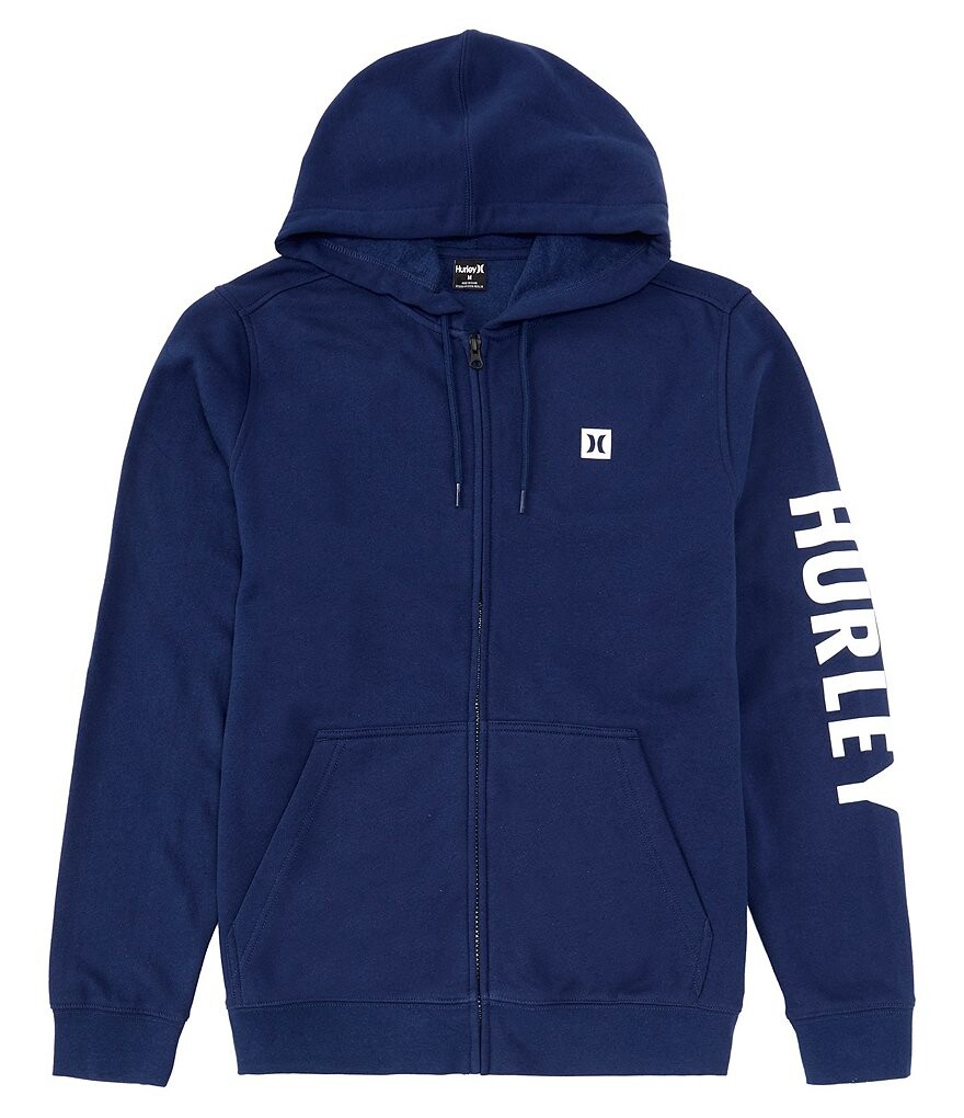 

Куртка из матового флиса с длинными рукавами и капюшоном на молнии Hurley Icon в штучной упаковке, синий