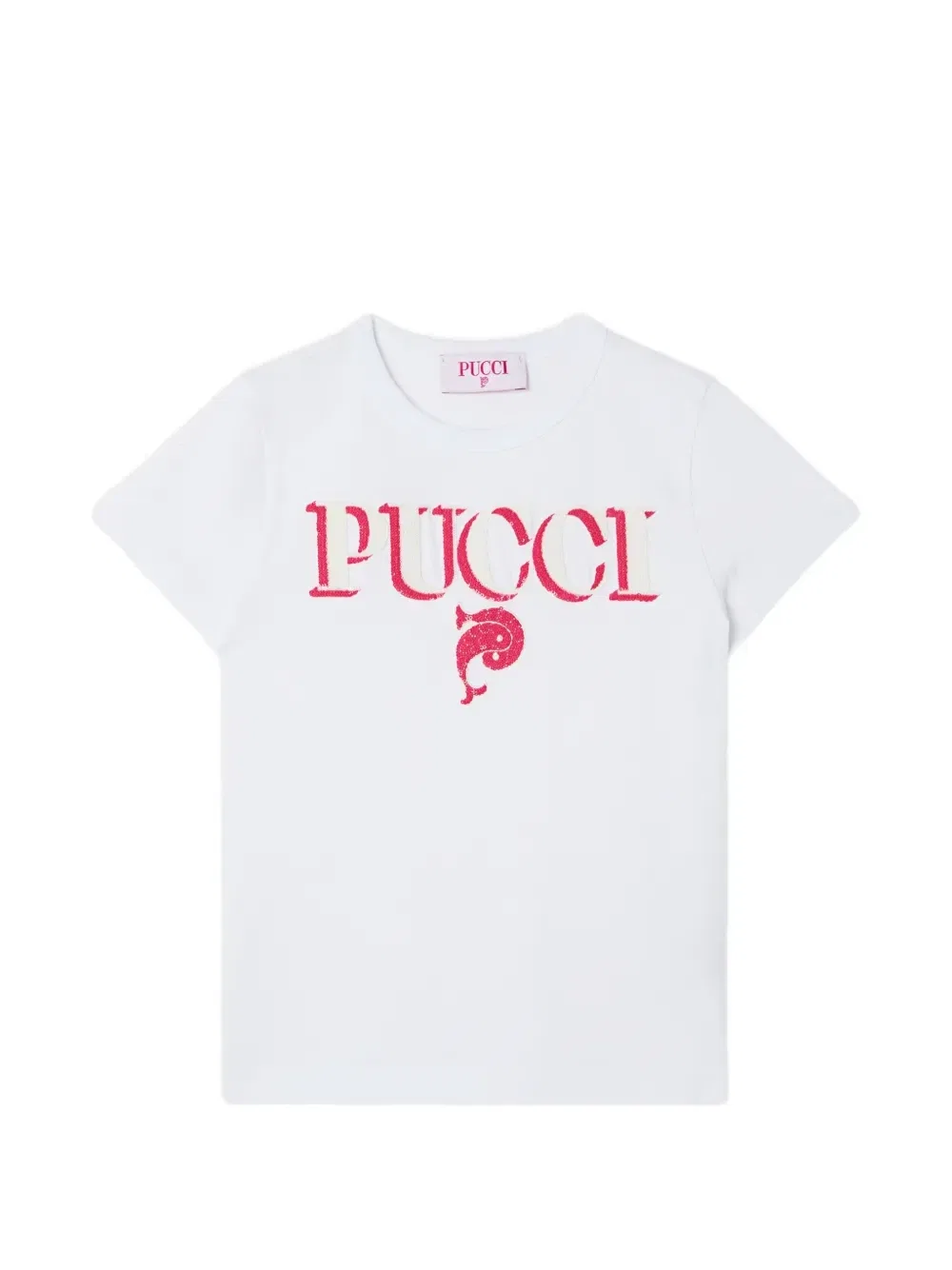 Футболка с логотипом, украшенным пайетками Pucci Junior, белый