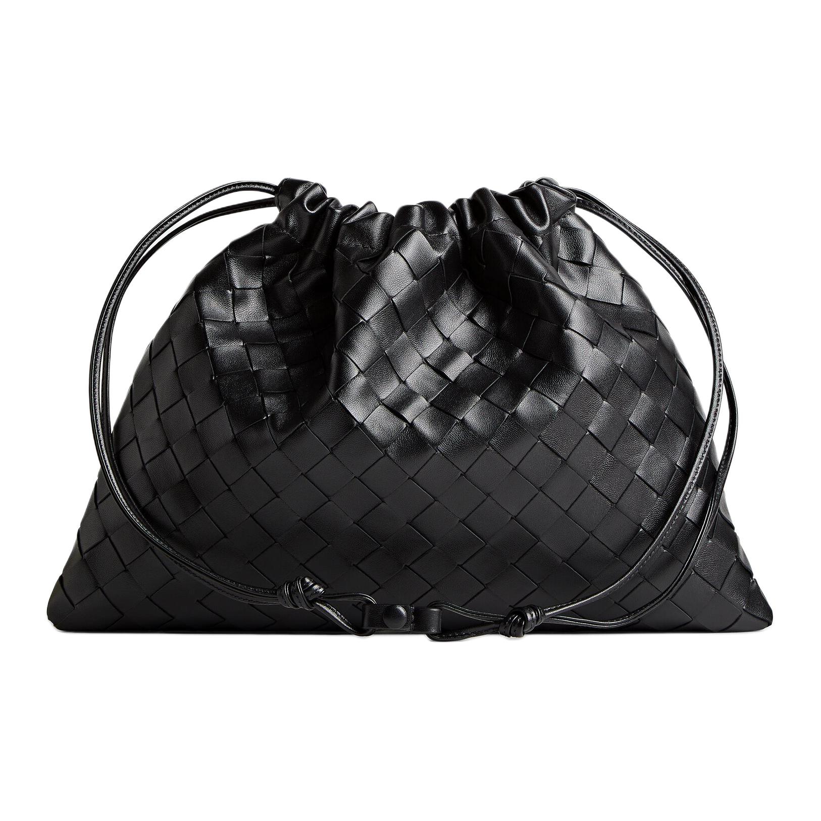 Кожаная клатч среднего размера женская черная Bottega Veneta — фото 3