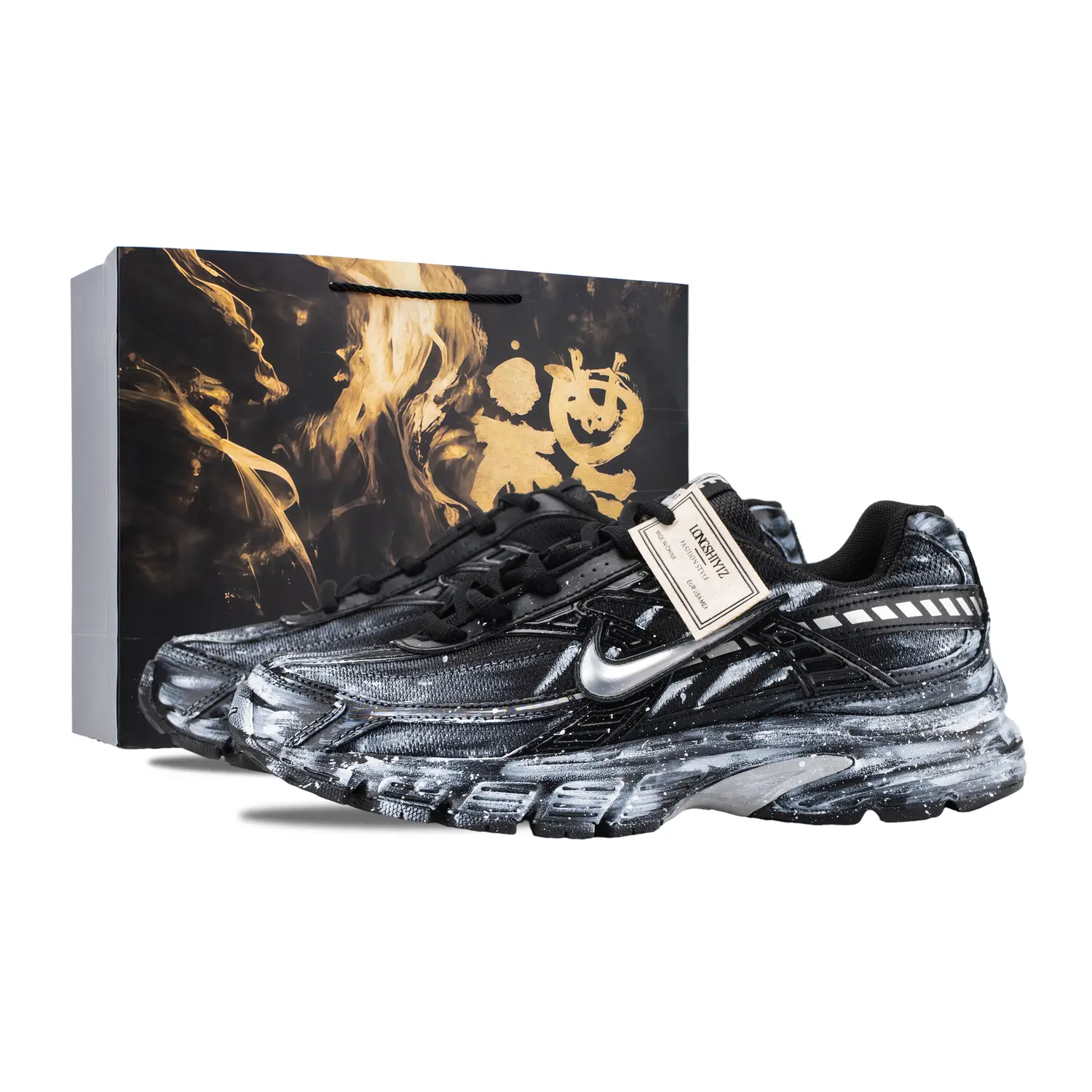 

Nike Мужские износостойкие низкие беговые кроссовки Initiator, черный с белым