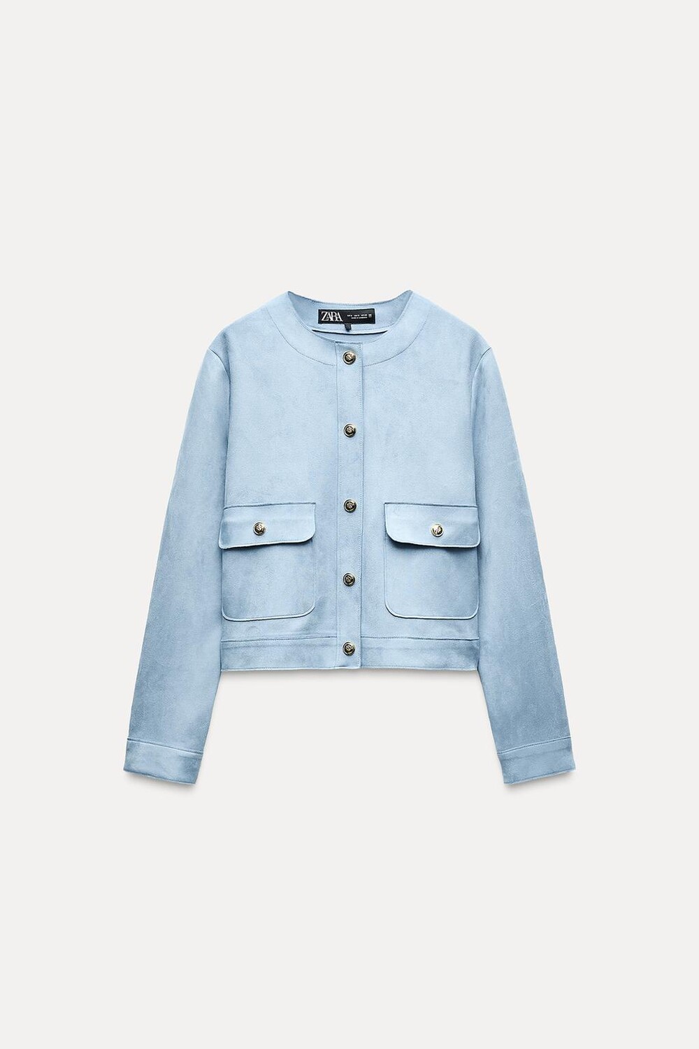 

Укороченная куртка из искусственной замши ZARA, небесно-голубой