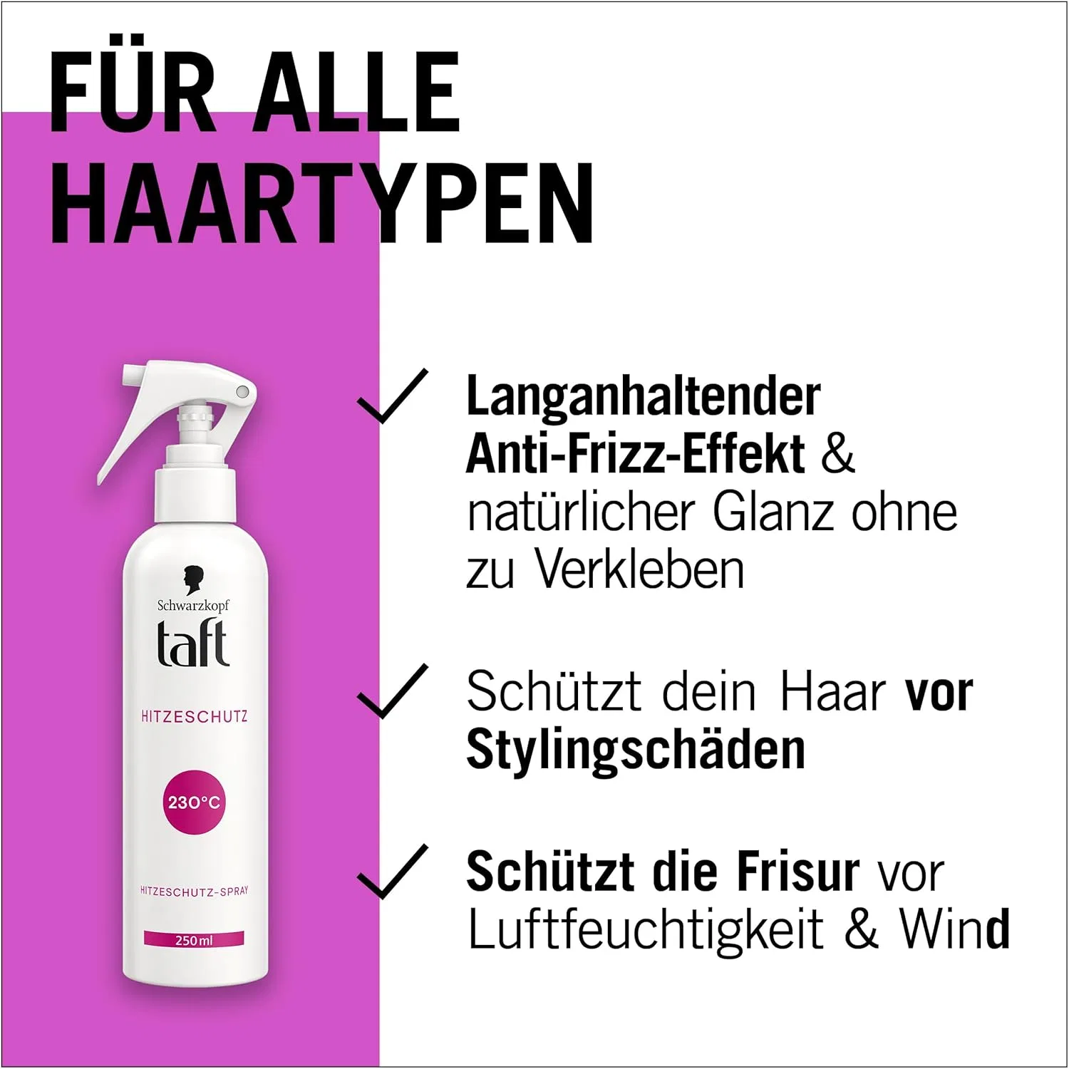 Спрей для термозащиты волос Taft Heat Protection от Schwarzkopf, 2 x 250 мл Taft — фото 2