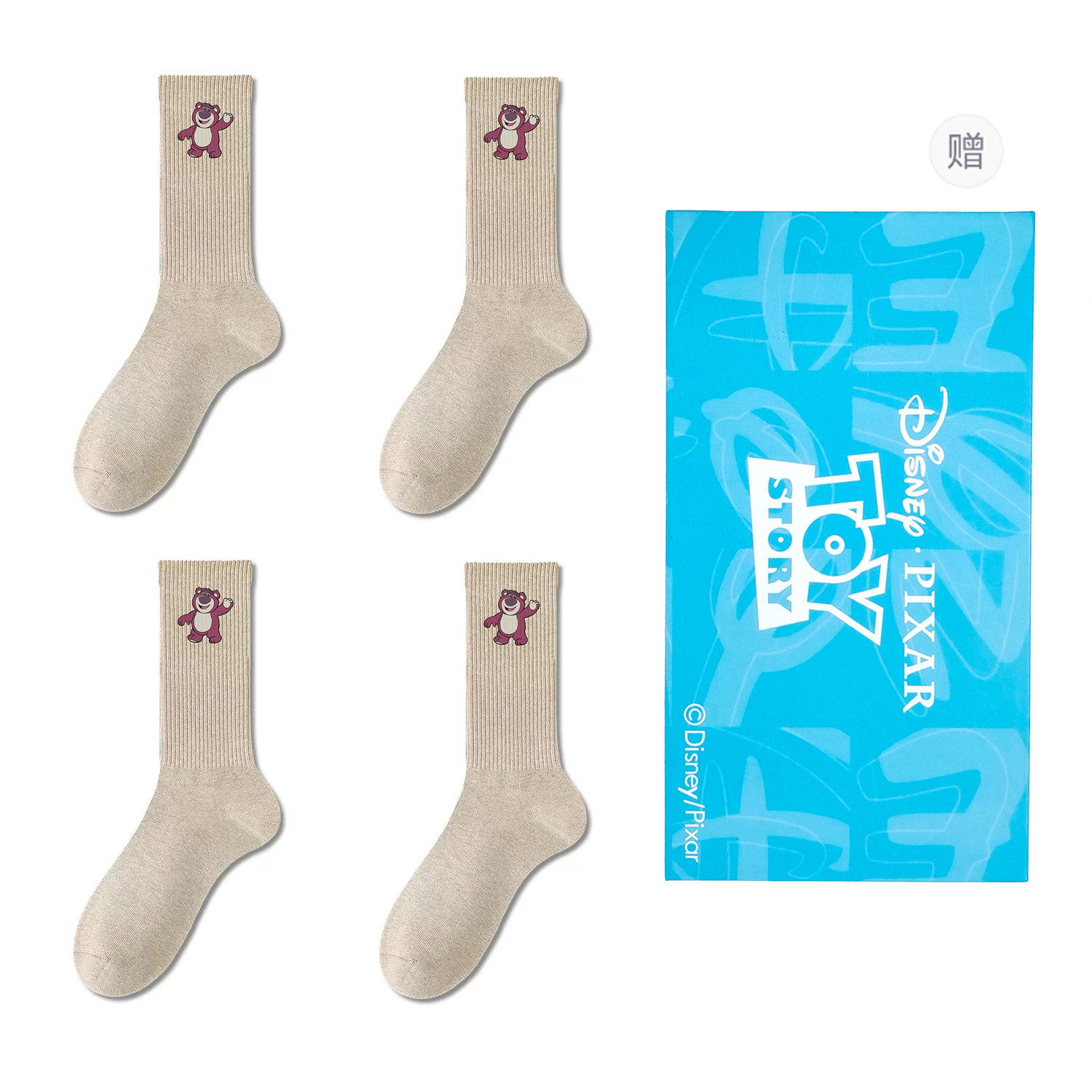 

Коллекция Strawberry Bear унисекс носки Crew 4 пары в подарочной сумке Disney, бежевый