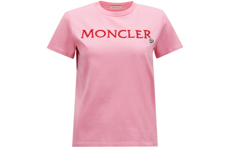 Футболка Enfant Logo Embroidered Crewneck Moncler, розовый — фото 3