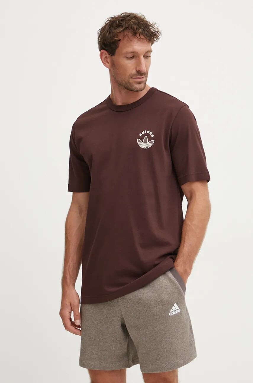 

Хлопковая футболка adidas Originals, коричневый