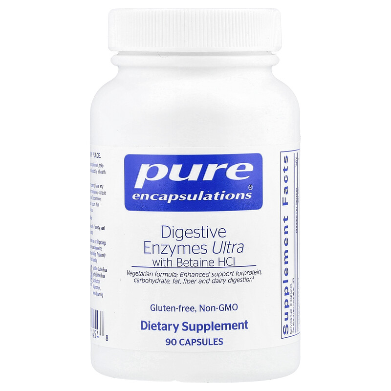 

Pure Encapsulations, Пищеварительные ферменты с бетаином гидрохлоридом, 90 капсул
