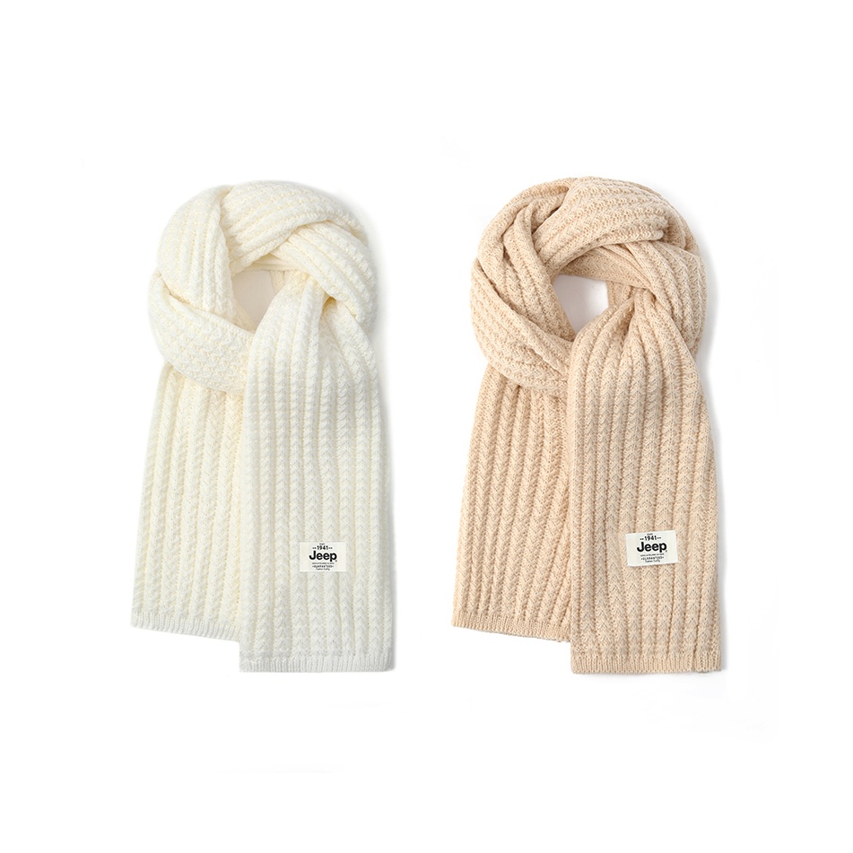 

Jeep Зимний утепленный вязаный шарф унисекс, 2 Pack (Milk White+Beige)
