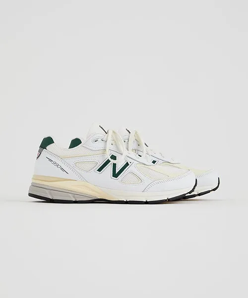 Унисекс кроссовки из натуральной кожи New Balance U990 TC4 бело-зелёные — фото 2