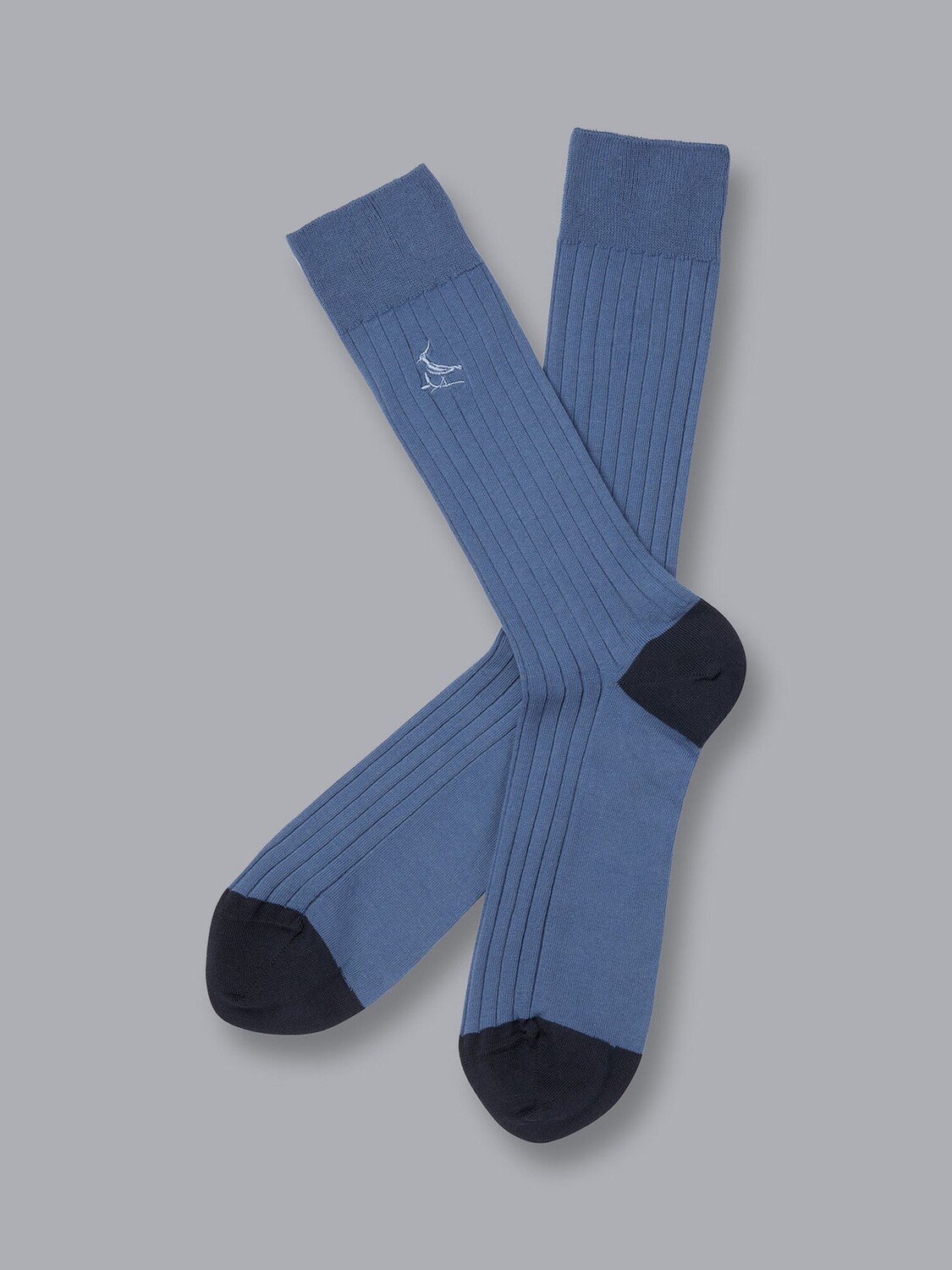 

Хлопковые носки в рубчик синего цвета индиго Charles Tyrwhitt, индиго синий