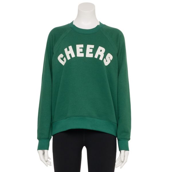 

Женская адаптивная флисовая толстовка с круглым вырезом Sonoma Goods For Life, цвет green cheers graphic