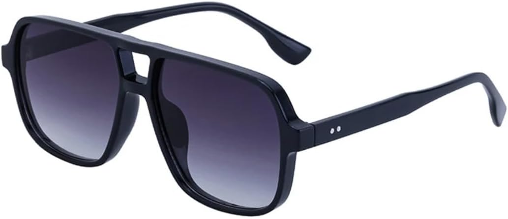 

Ретро солнцезащитные очки с двойной перемычкой для женщин и мужчин, градиентная защита от УФ-излучения UV400, декоративная отделка заклепками UATXTAU, Black Gray Gradient