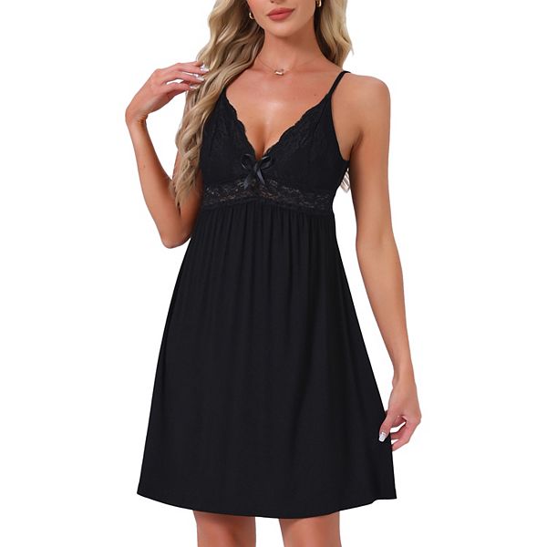 

Женский бэбидолл из шифона с кружевом и тонкими бретелями Inspire Chic, Black