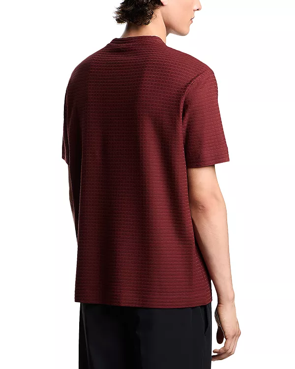 Футболка из фактурного жаккарда из хлопка Emporio Armani, красный — фото 3