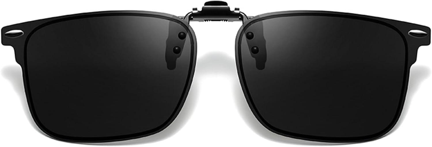 

Поляризованные солнцезащитные очки-клипсы для ношения поверх очков с диоптриями, унисекс, с антибликовым покрытием и откидной конструкцией FRAZALA, Black Lens/Grey Vision