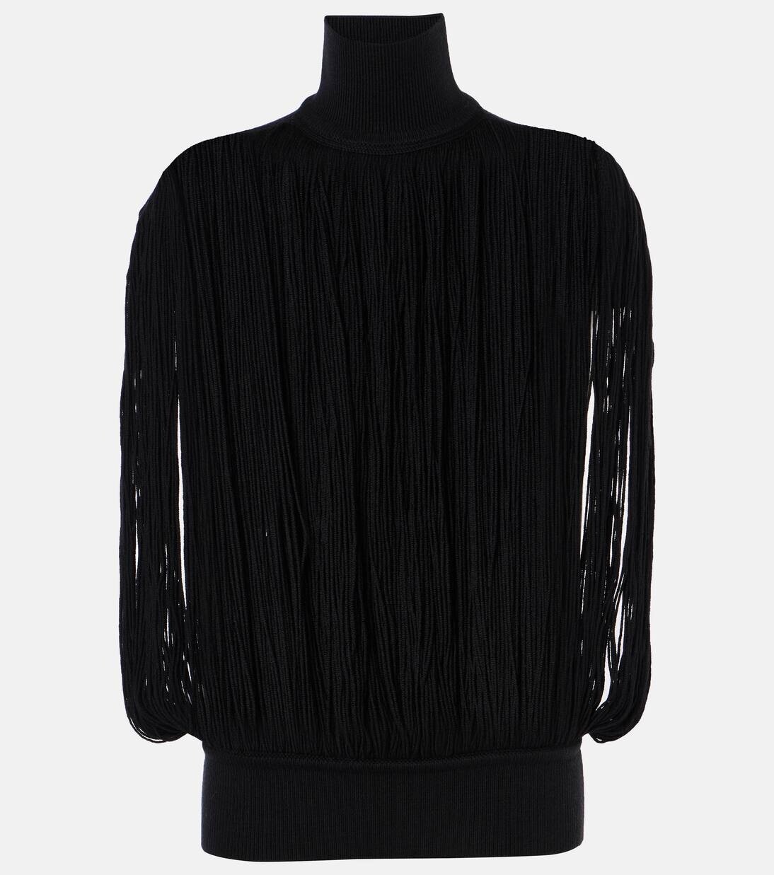 

Шерстяной свитер с бахромой Alaïa, цвет noir alaia