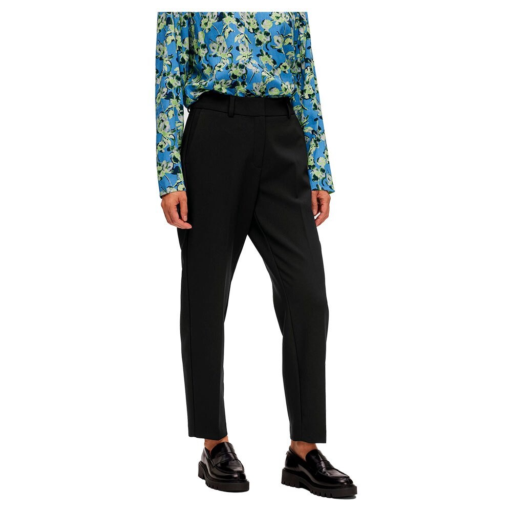 

Брюки Selected Rita-Ria Cropped Fit Mid Waist, черный