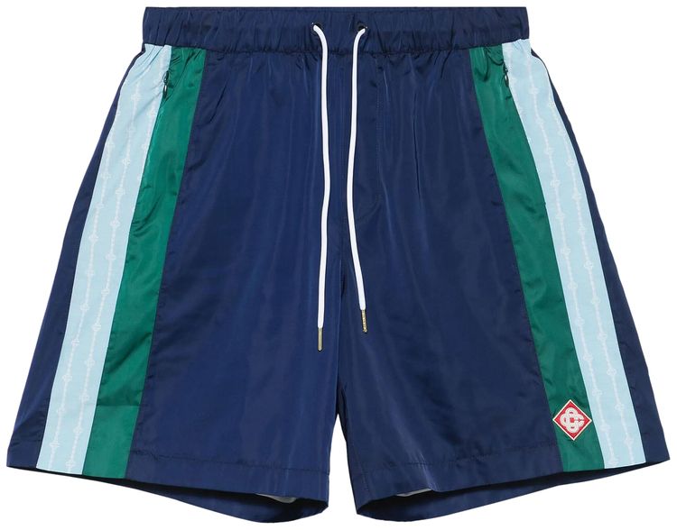 

Шорты Casablanca Pleated Track Shorts 'Navy/Laurel Stripe', синий